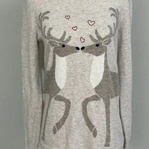 Cottagecore Cozy Grandmacore LOFT Kissing Deer Sweater Women's size Small